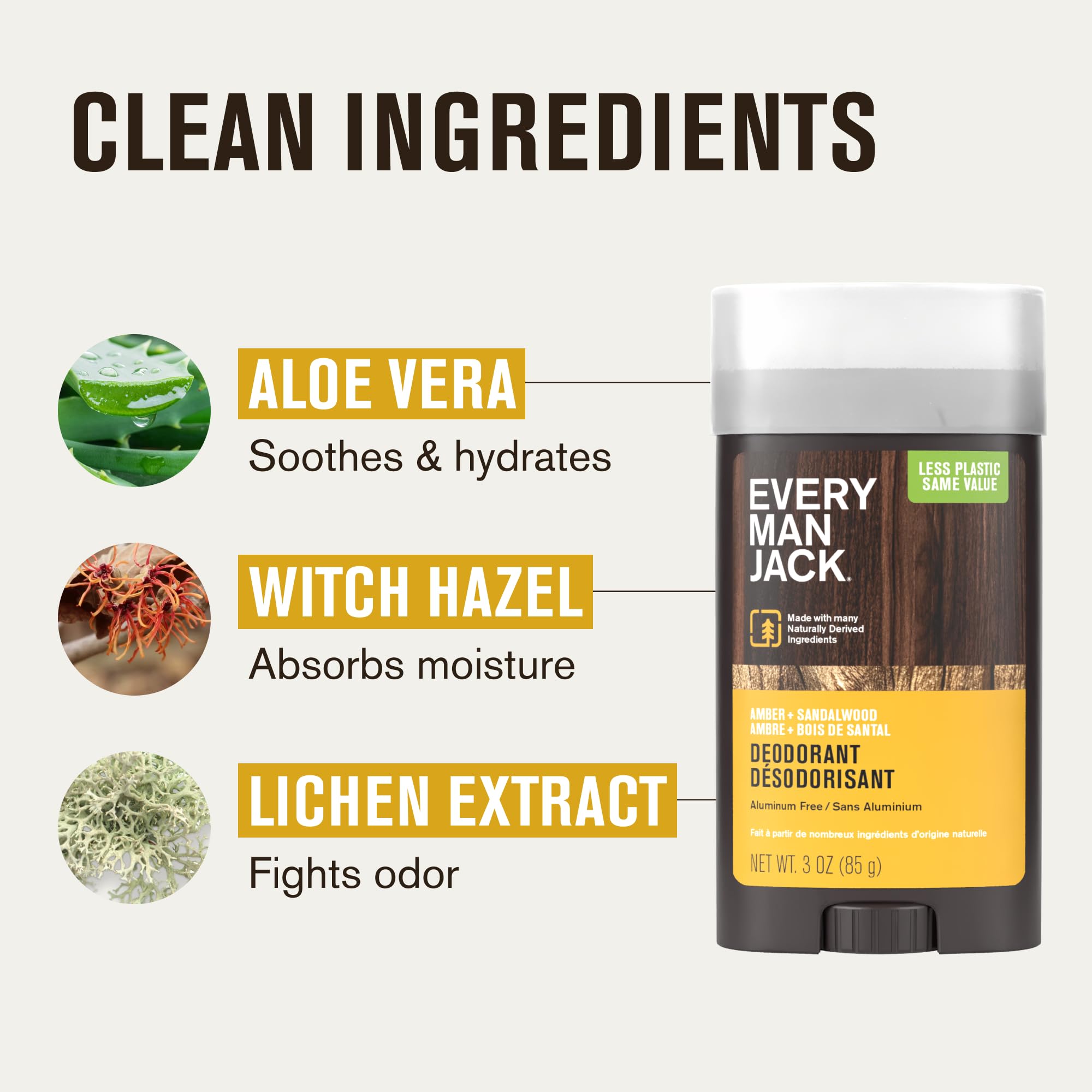 Every Man Jack aluminum-free formula delivers odor protection without harsh metals.