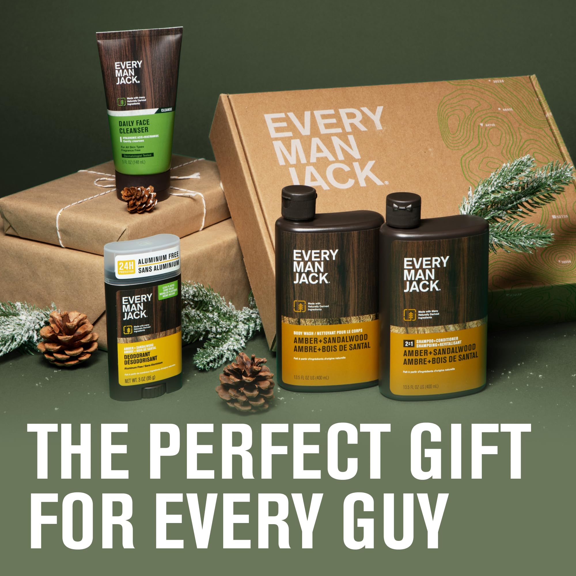 Every Man Jack Amber + Sandalwood 2-in-1 Shampoo bottle for convenient cleansing and conditioning