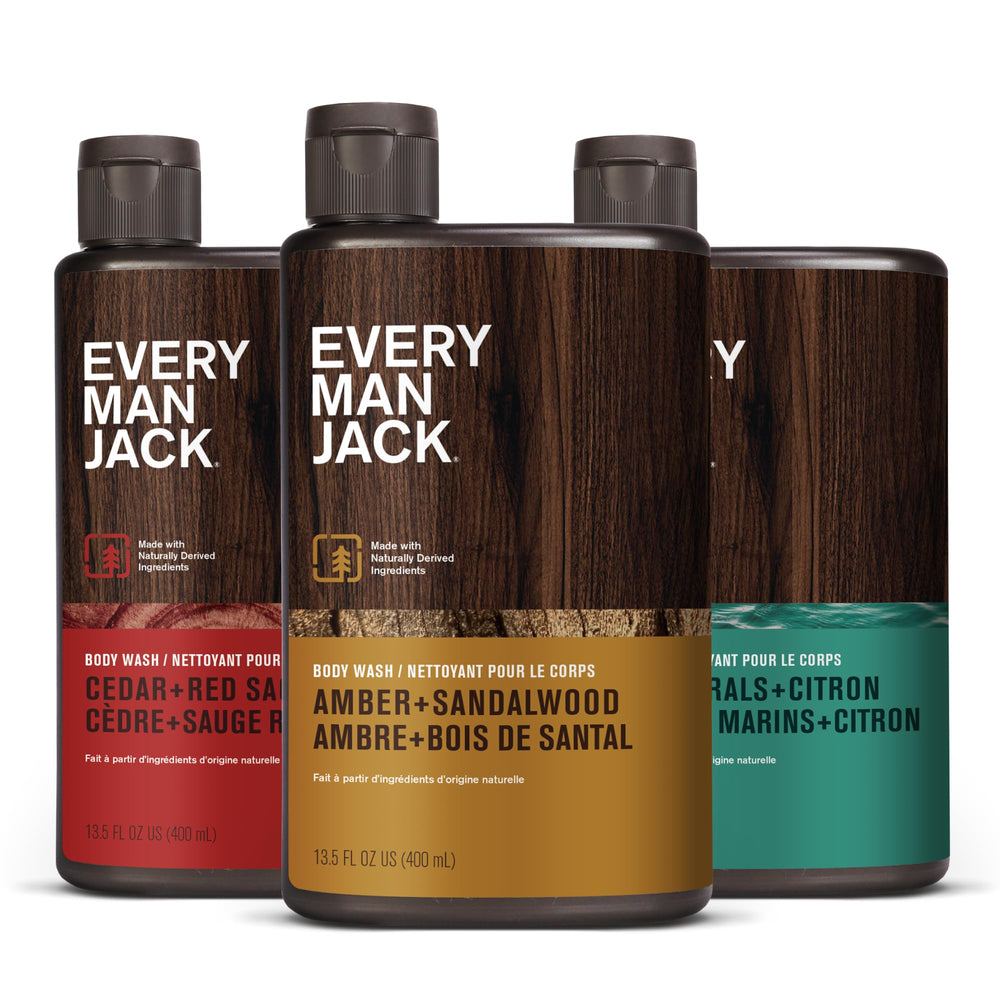 Every Man Jack Amber + Sandalwood bottle pour for rich cleanse