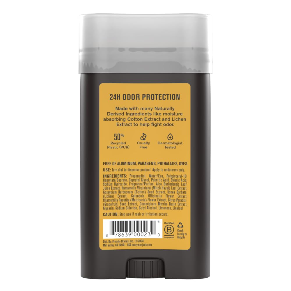 Every Man Jack logo signals trusted grooming and ethical manufacturing.