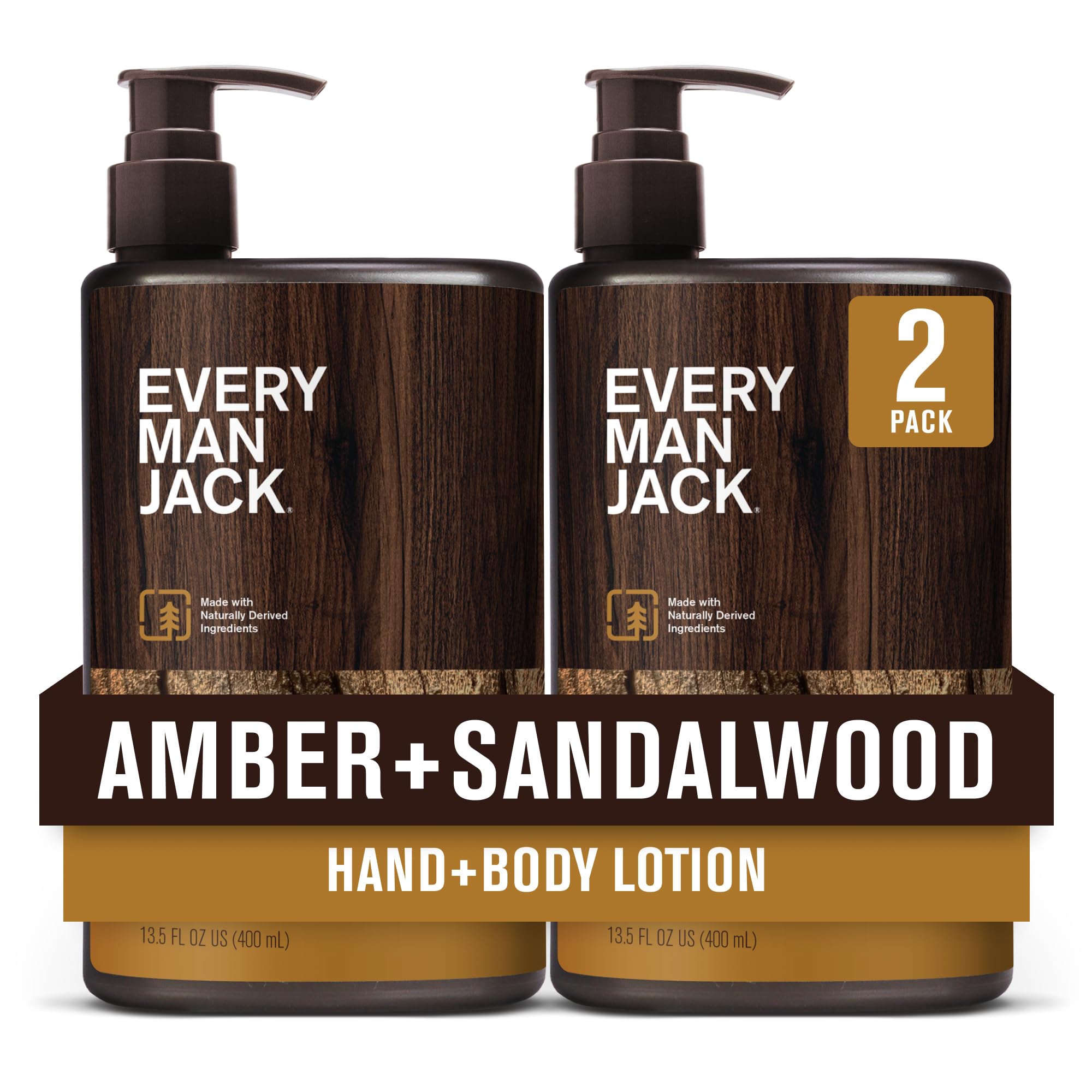 Every Man Jack Amber + Sandalwood lotion bottle for daily hydration