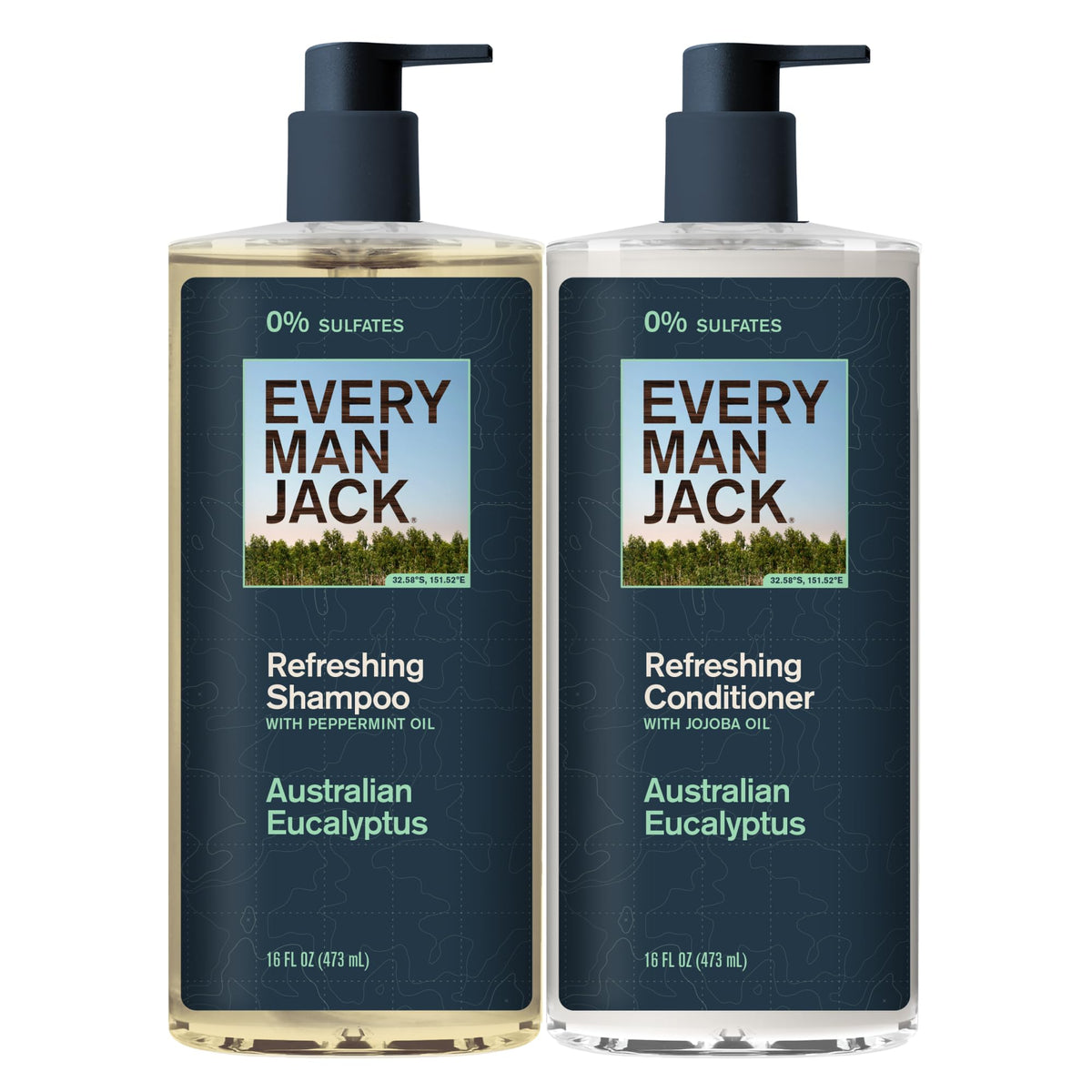 Every Man Jack Australian eucalyptus shampoo bottle delivers invigorating scalp refreshment