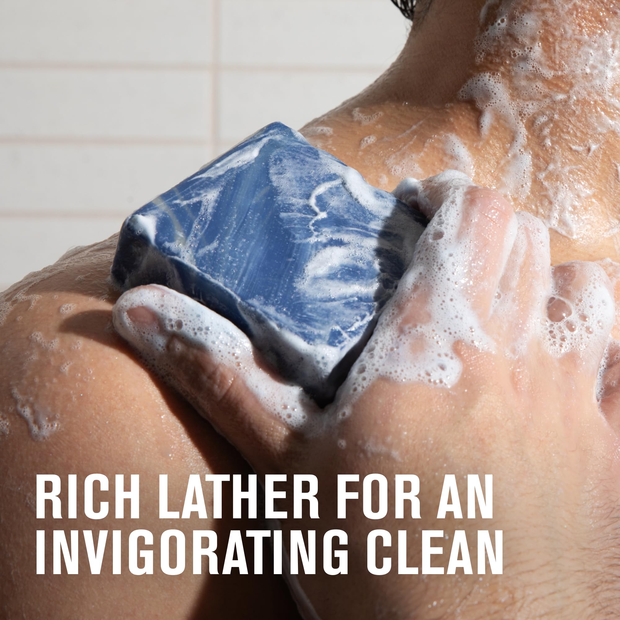 Every Man Jack Cold Plunge lather demonstrates rich cleansing with natural oils for dry skin.