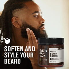 Every Man Jack beard butter application in hands demonstrates smooth daily grooming