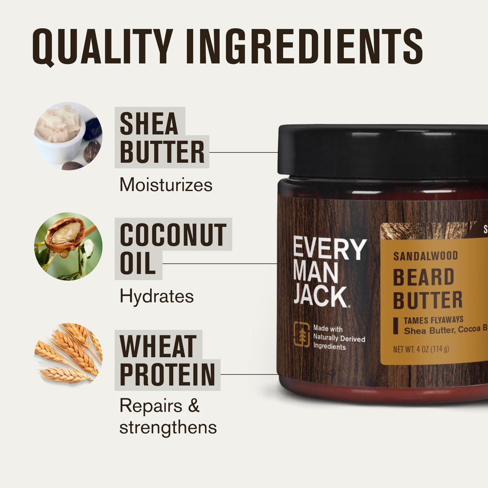 Every Man Jack beard butter rich creamy texture provides long-lasting conditioning.
