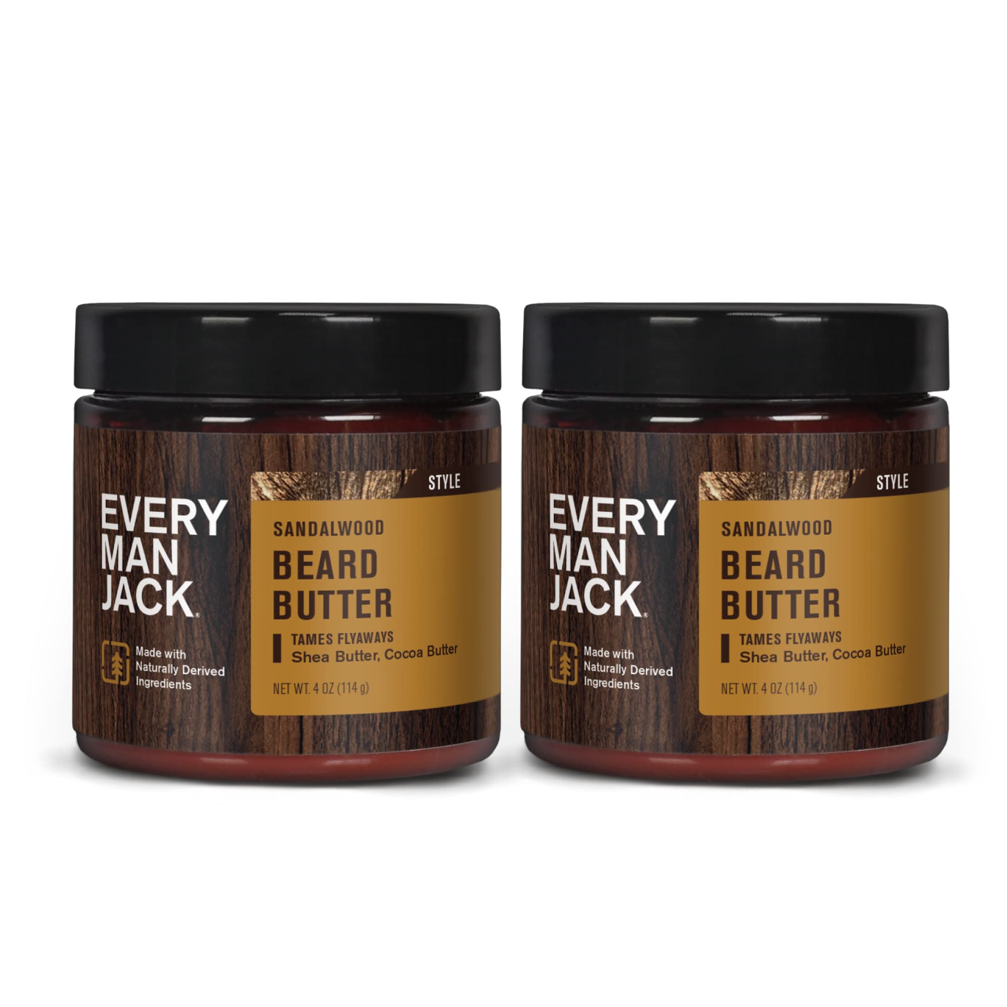 Every Man Jack beard butter subtle sandalwood packaging highlights premium beard care.