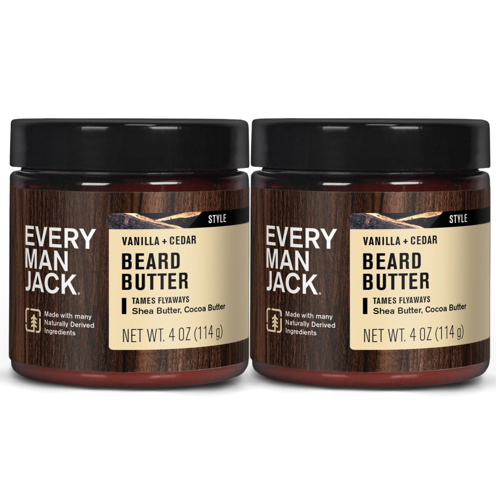 Every Man Jack beard butter vanilla cedar jar hydrates dry beards