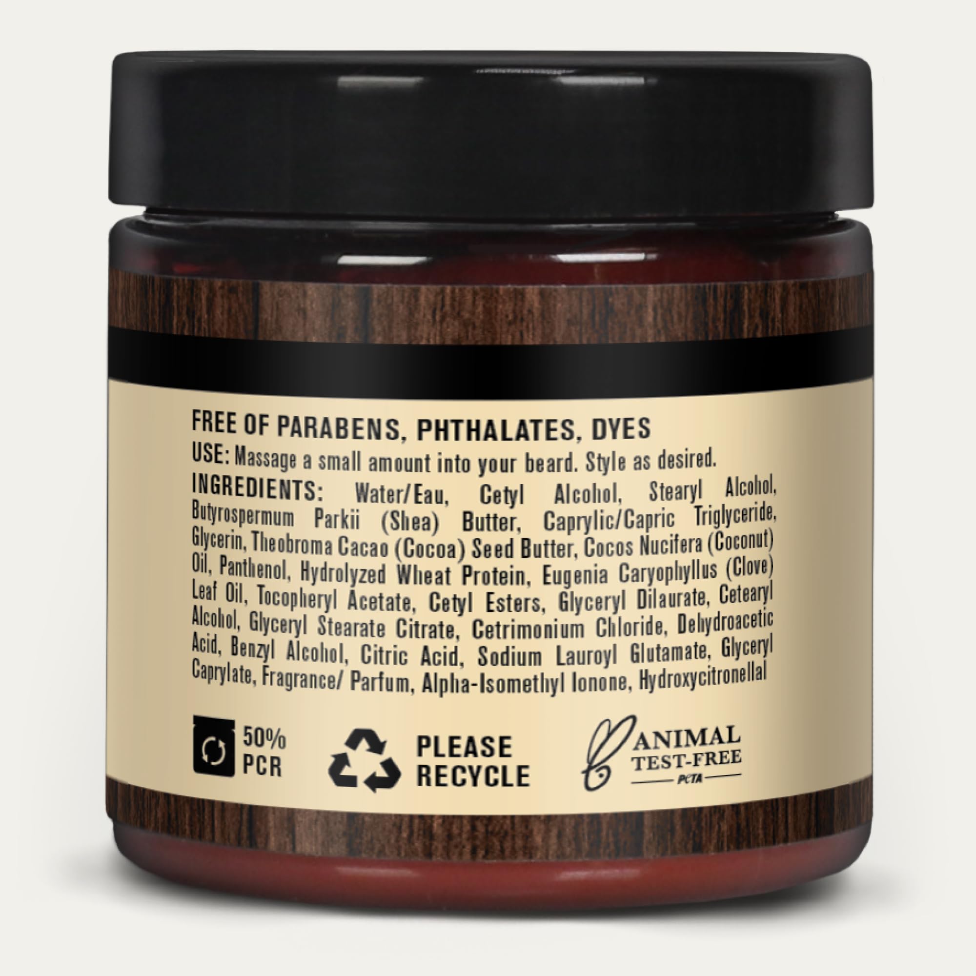 Every Man Jack beard butter vanilla cedar packaging – recyclable and two-pack label