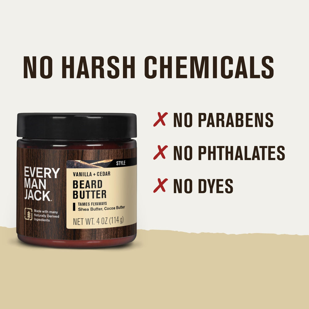 Packaging of Every Man Jack Beard Butter Vanilla Cedar two-pack