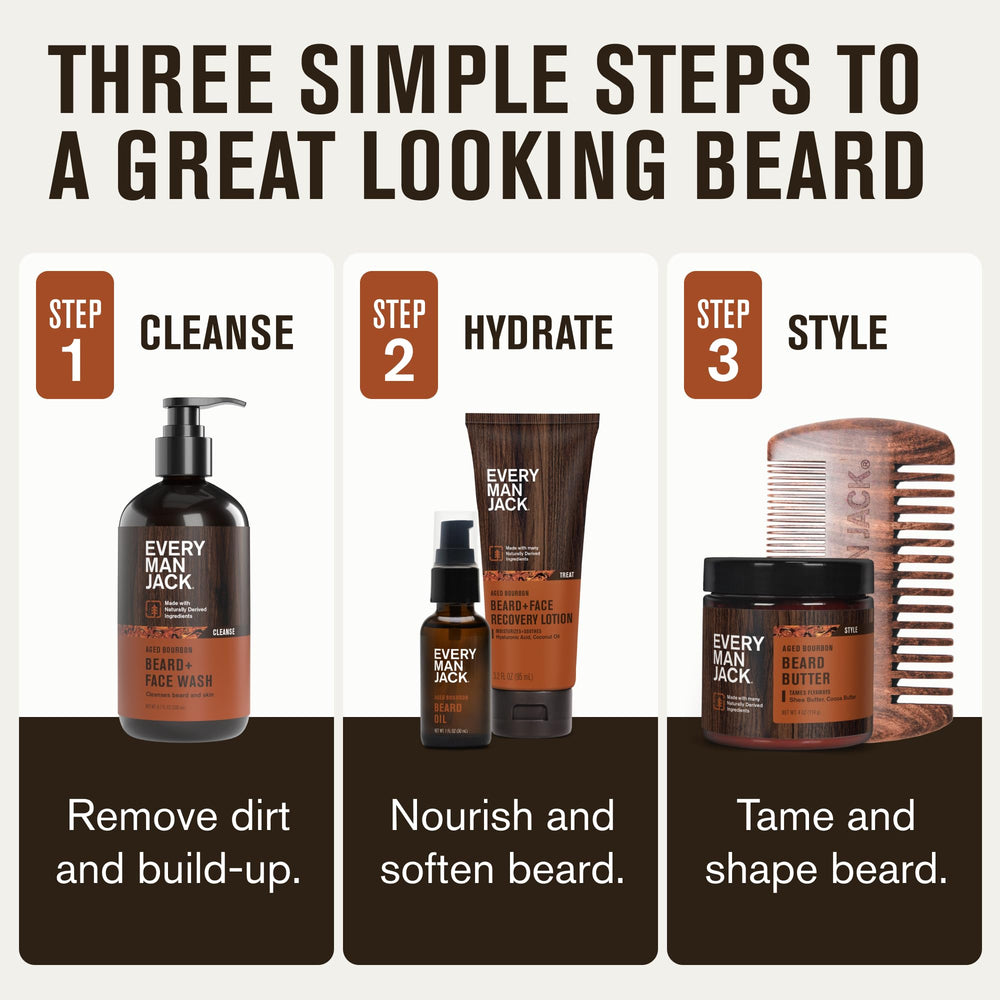 Every Man Jack Beard Comb helps shape and detangle for a clean look.