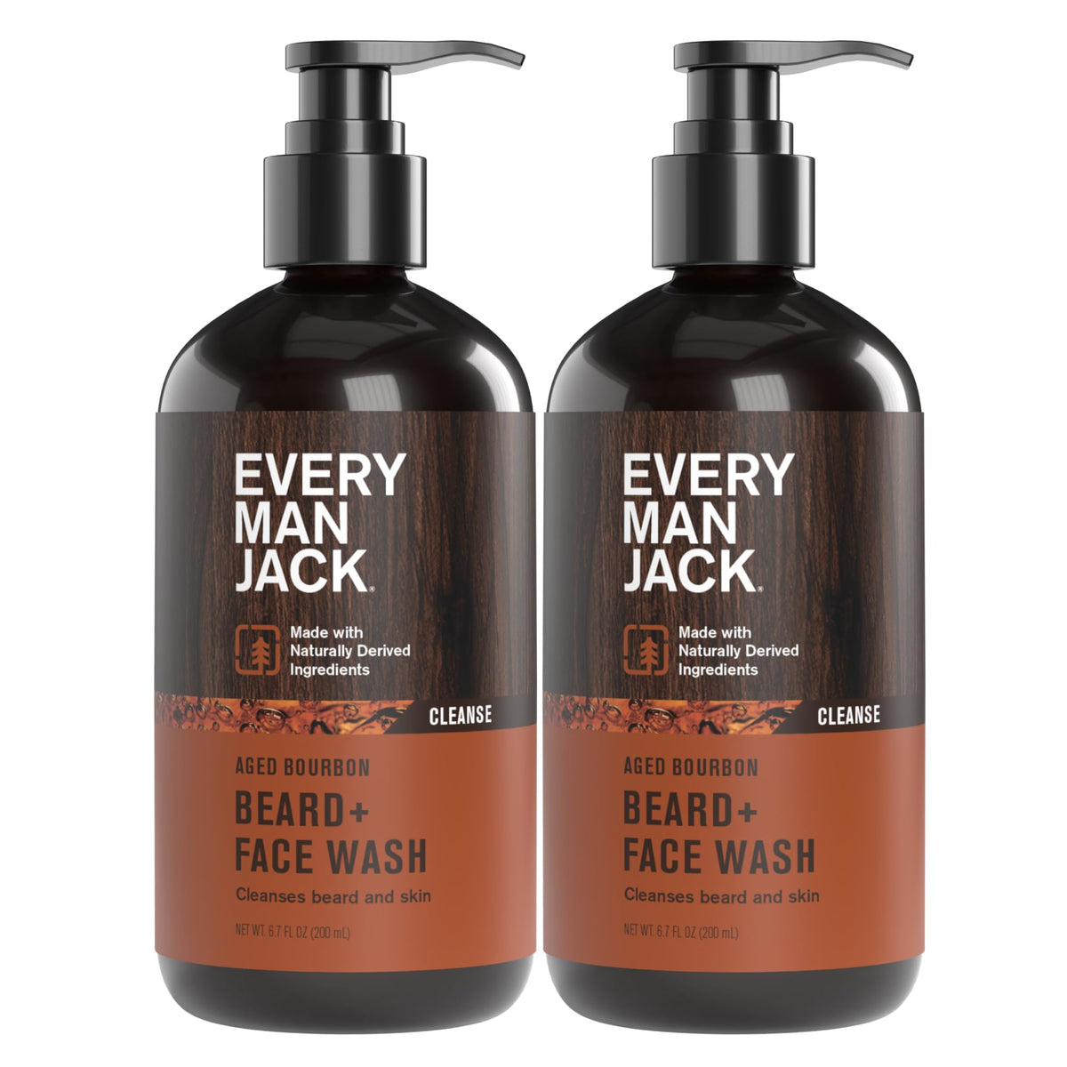Every Man Jack beard-face wash bottle pouring for a clean beard and skin