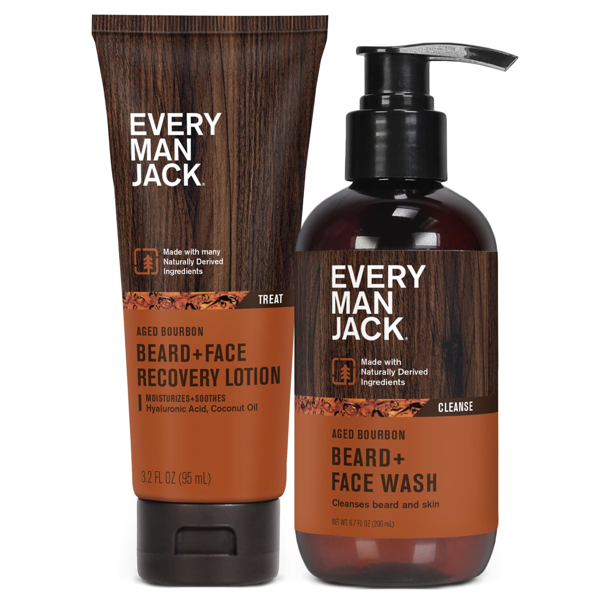 Every Man Jack beard and face wash bottle enables a quick, dual cleanse for beard and skin.