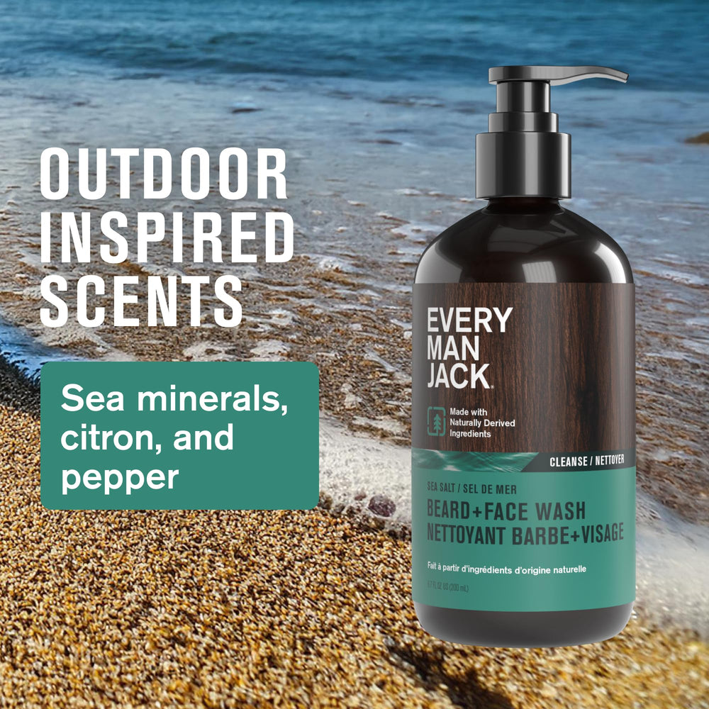 Every Man Jack beard and face wash hands rinse show a quick post-workout cleanse.