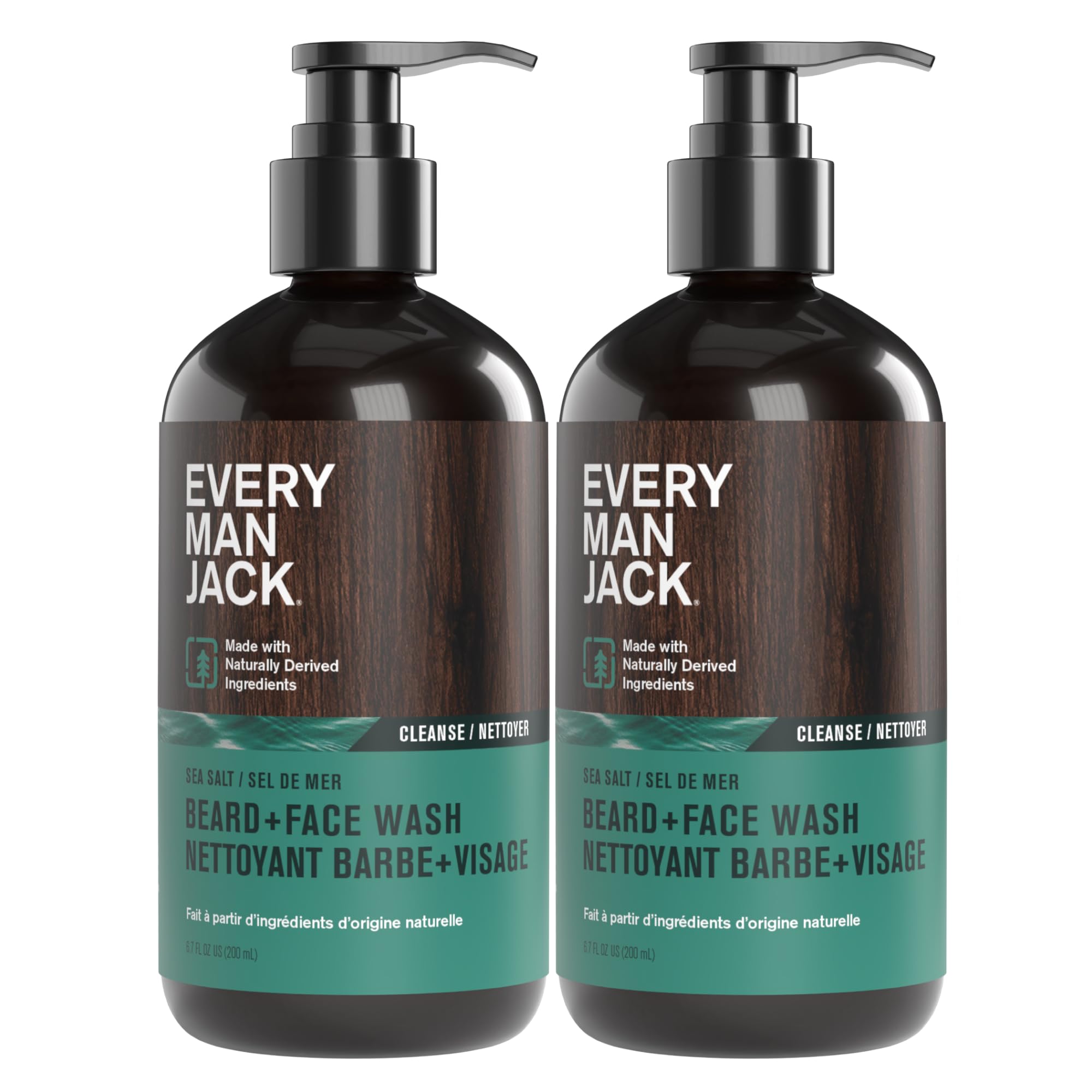 Every Man Jack beard and face wash sea salt bottle pour offers a refreshing clean routine.