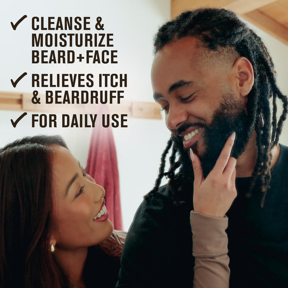 Every Man Jack beard kit packaging features clean, masculine branding and subtle bourbon-inspired scent.