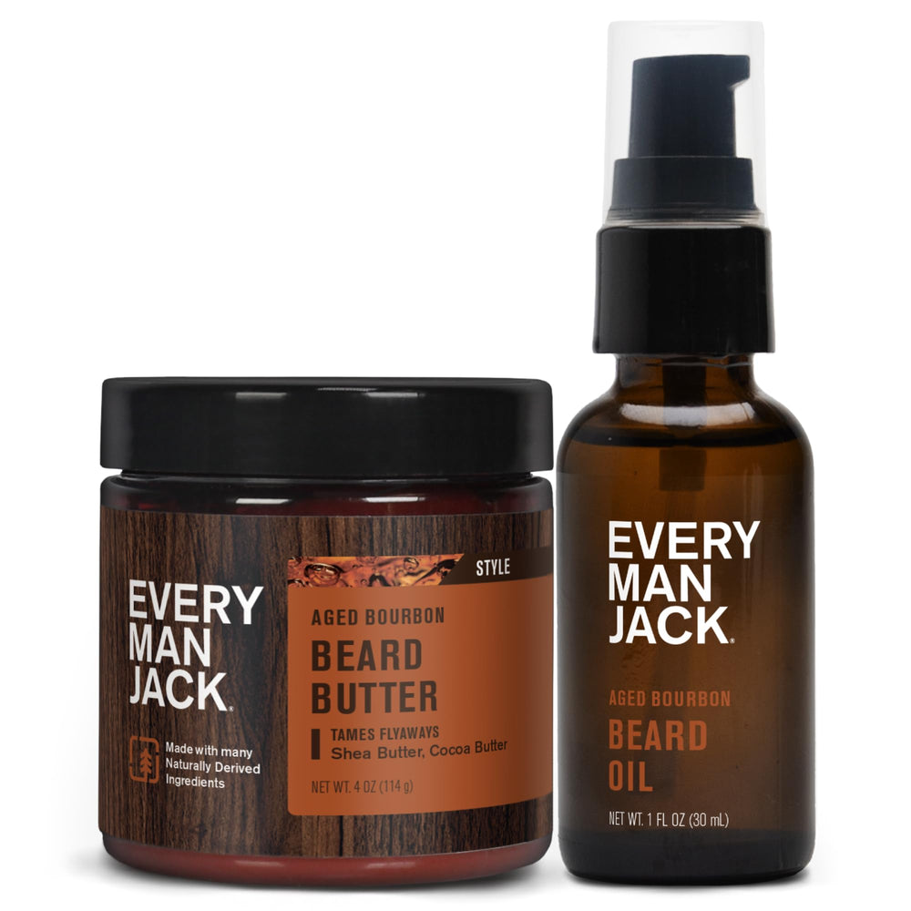 Every Man Jack beard oil bottle pouring for hydrating dry beards
