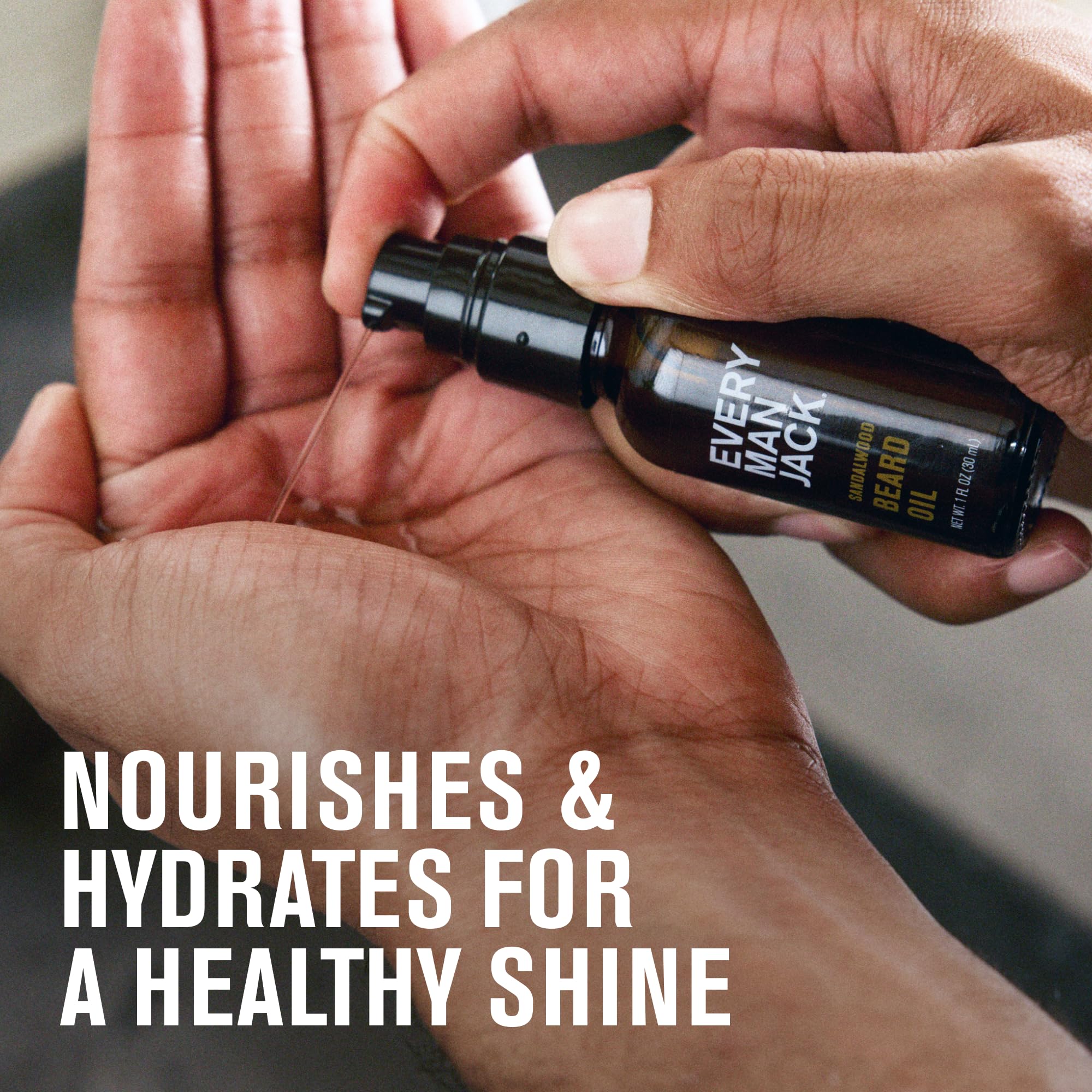 Every Man Jack beard oil-coconut-oil-ingredient-label shows lightweight moisture for beard health.