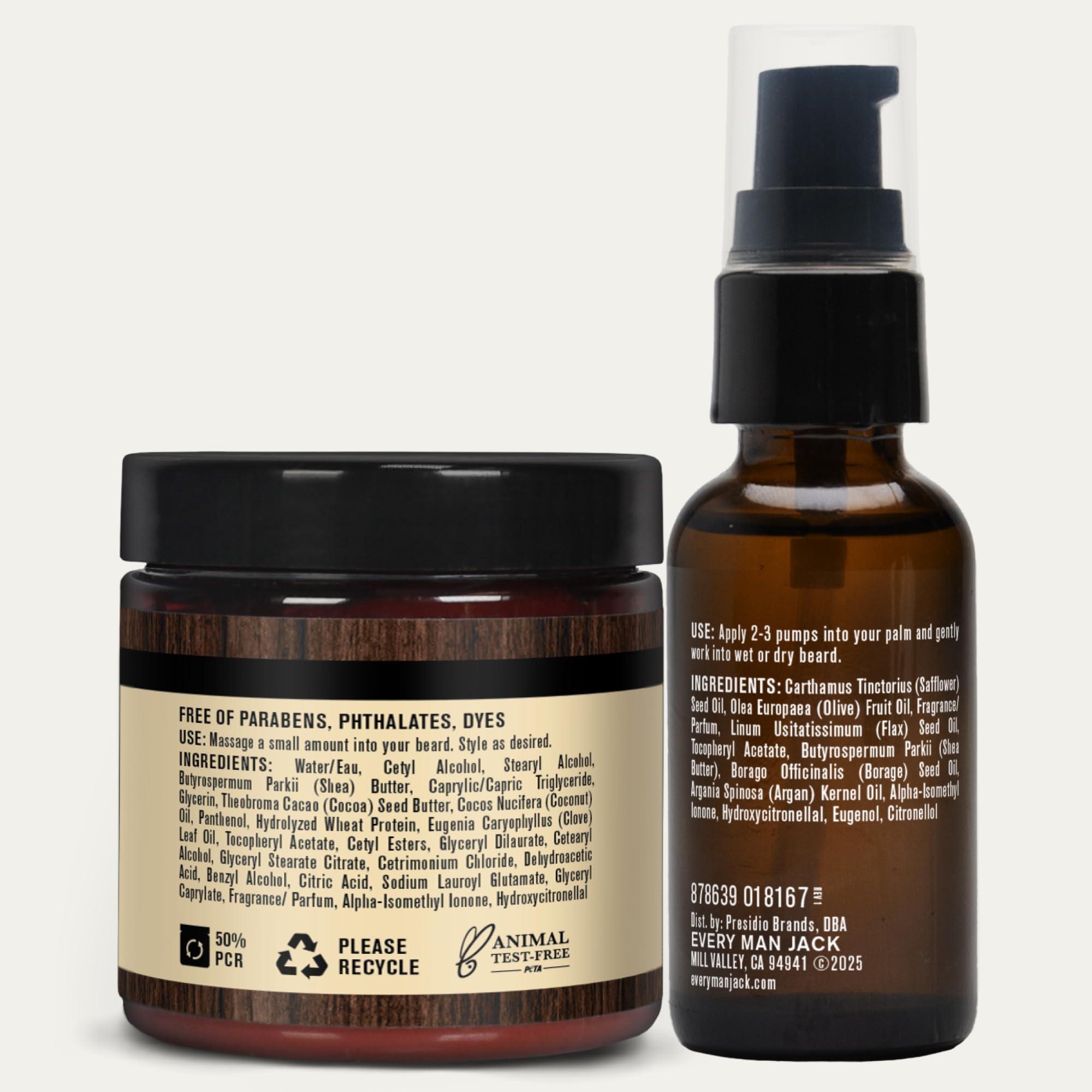 Every Man Jack beard oil shine finish after use on dry beard.