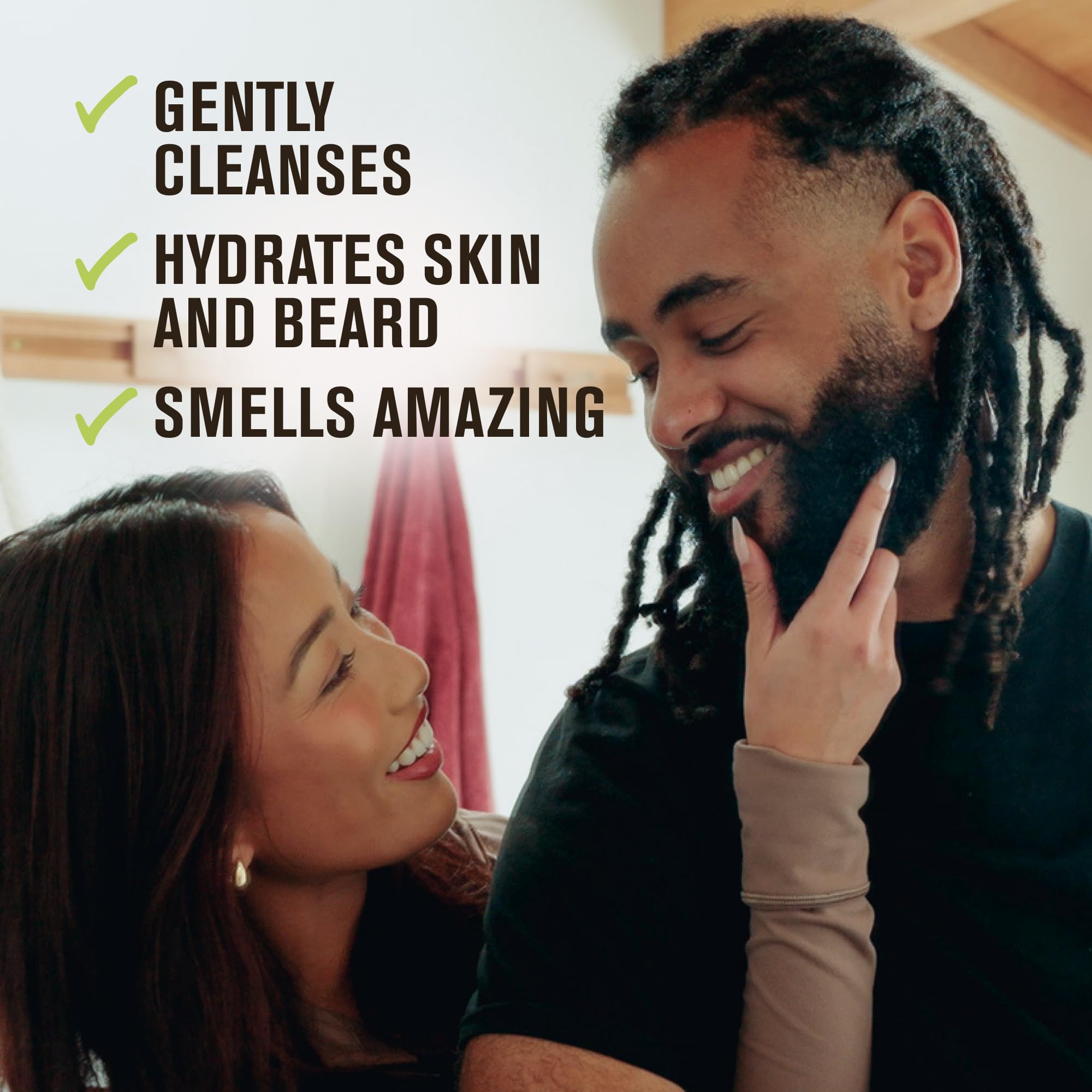 Every Man Jack beard softening foam applied for smoother hair under routine.