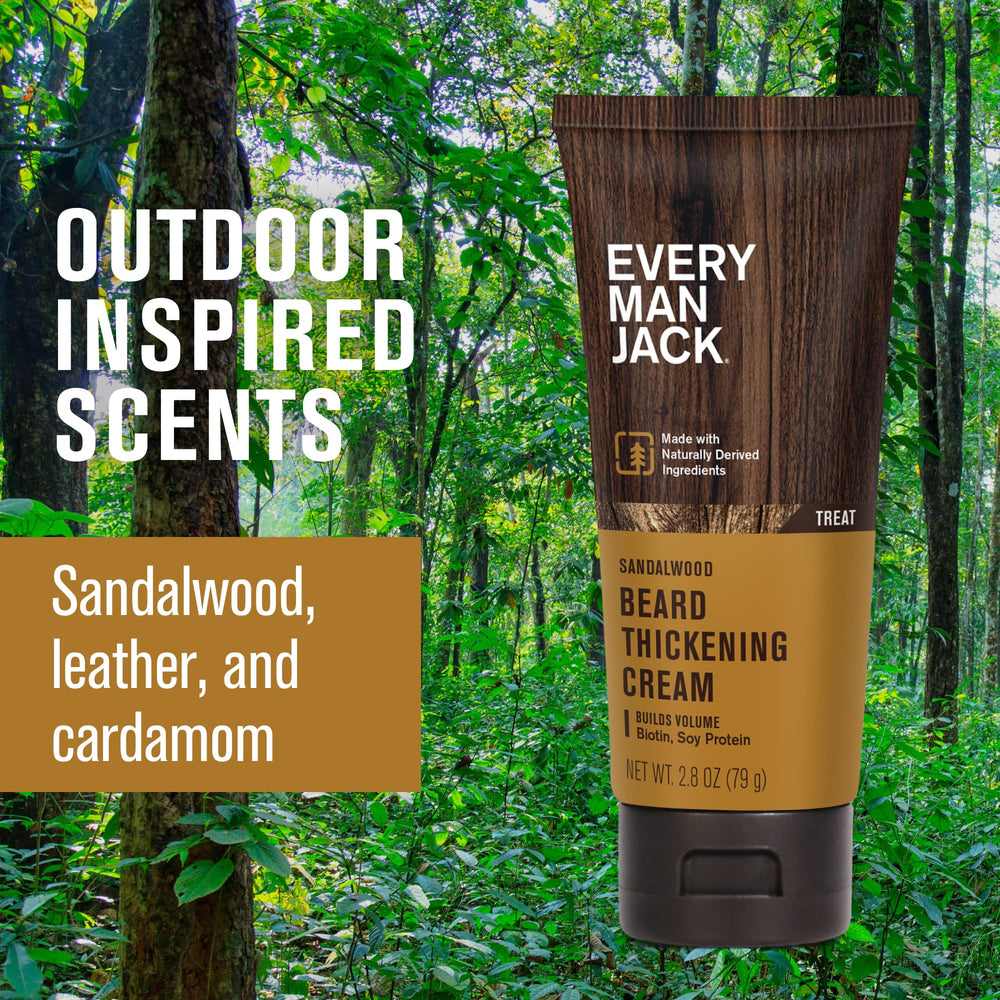 Every Man Jack Beard Thickening Cream massaged into beard for even texture.