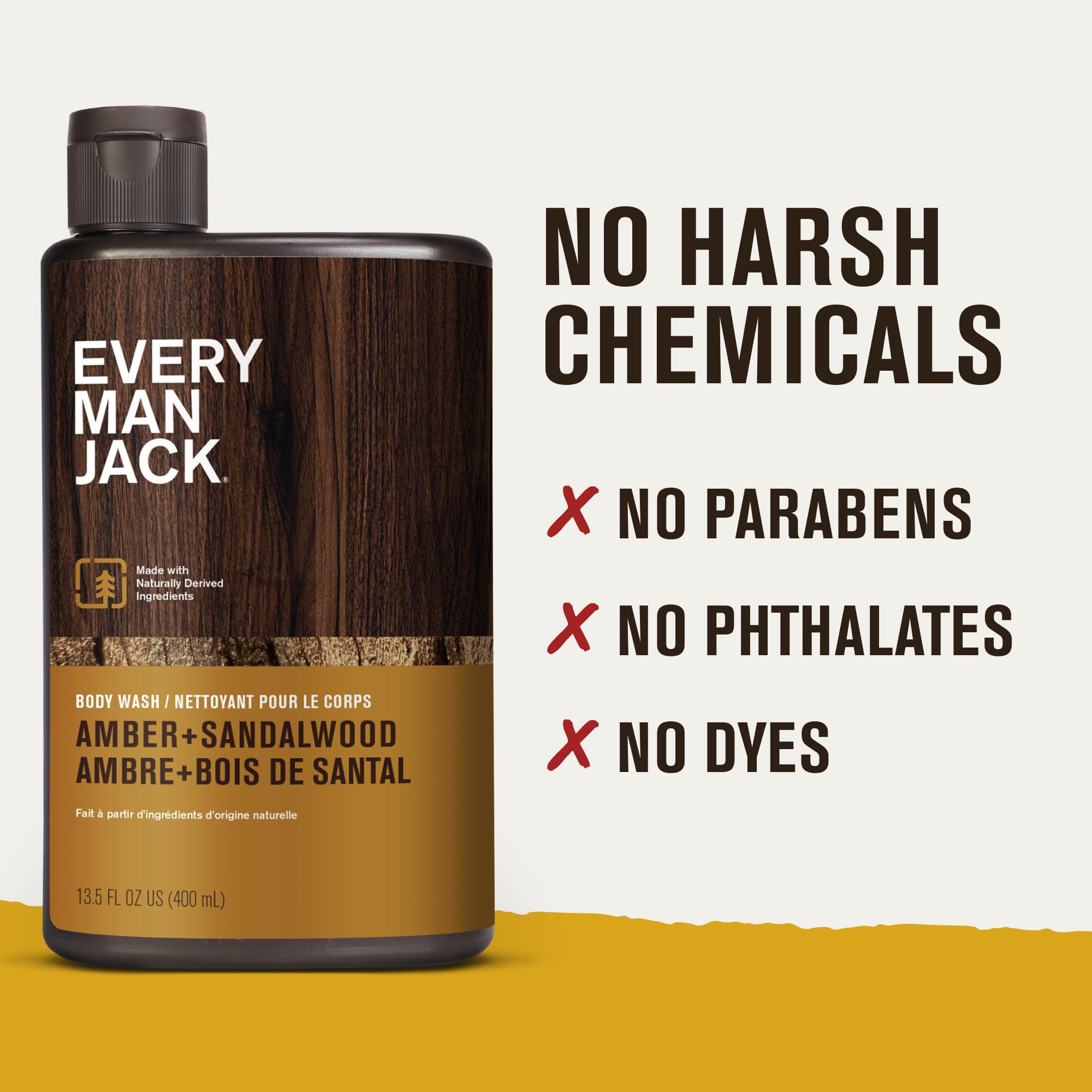 Every Man Jack body wash foam on skin showing creamy lather