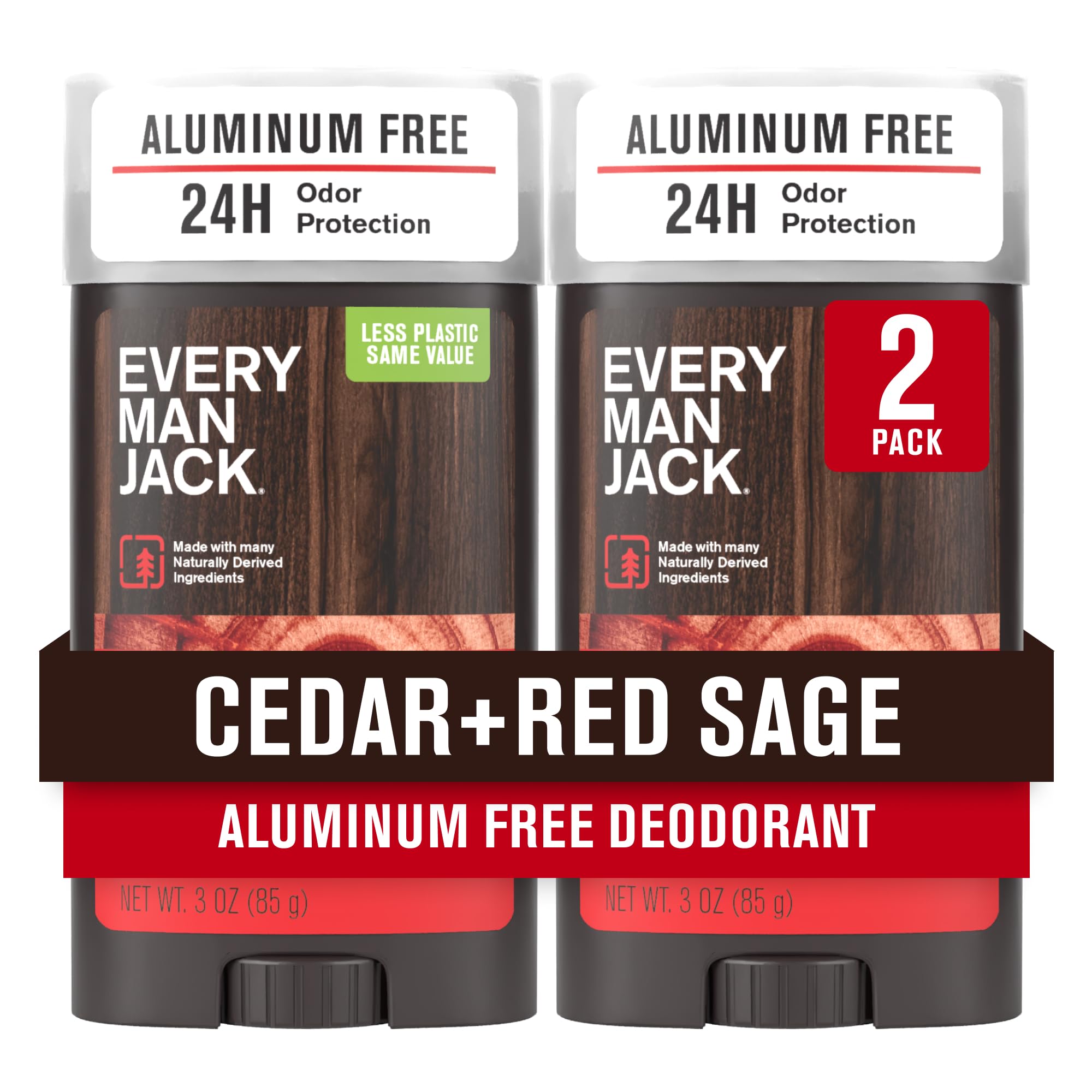 Every Man Jack cedar-red-sage deodorant pack for aluminum-free odor protection.