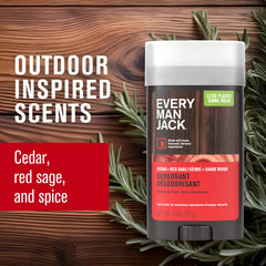 Every Man Jack two-pack cedar-red-sage deodorant with convenient duo.