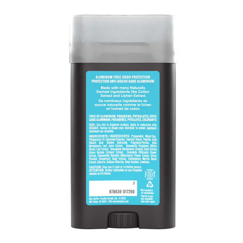 Every Man Jack Coconut Driftwood deodorant aids odor control during workouts.