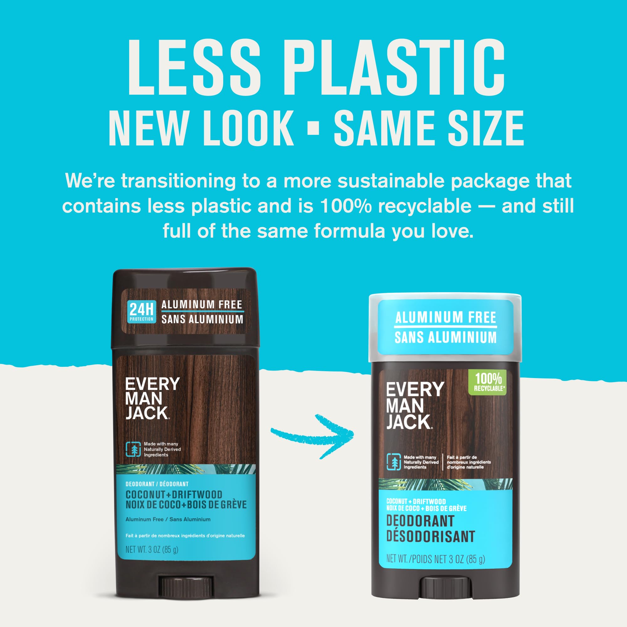 Every Man Jack Coconut Driftwood deodorant two-pack offers convenient daily protection.