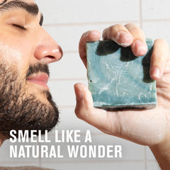 Every Man Jack Cold Plunge bar with coconut-olive oils—gently cleanses while moisturizing skin.