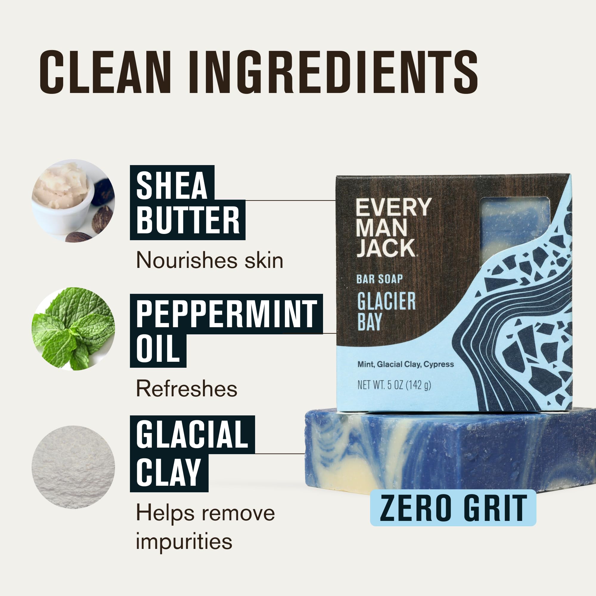 Shea butter enriched Cold Plunge soap from Every Man Jack for moisturization
