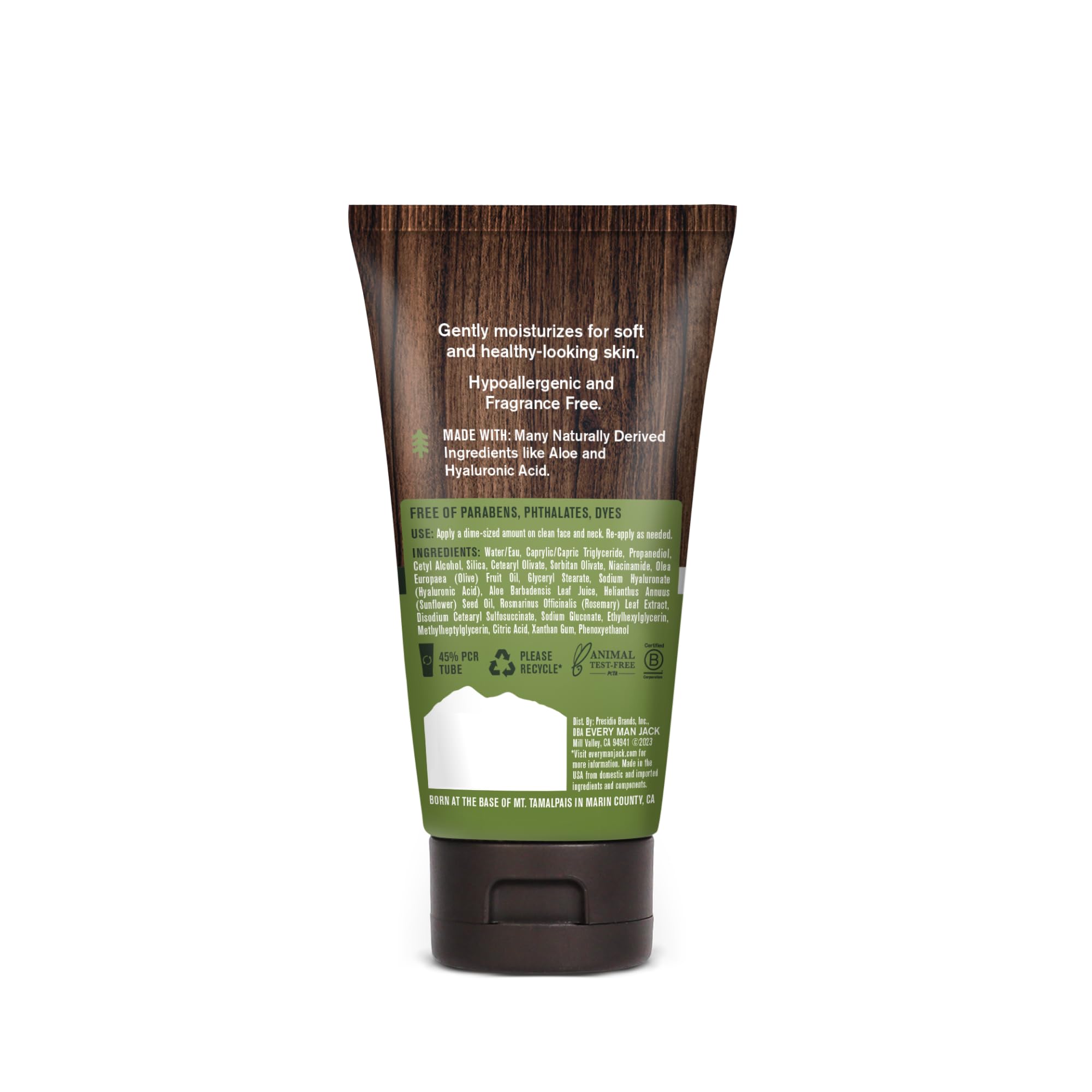 Fragrance-free matte bottle of Every Man Jack Daily Face Lotion for sensitive skin.