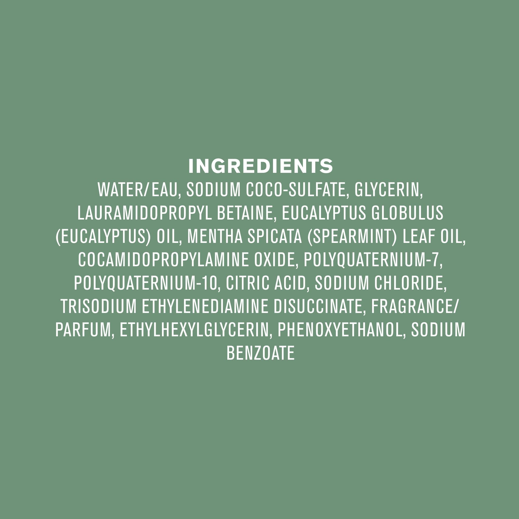 Every Man Jack eucalyptus mint label detail shows paraben-free and dye-free packaging