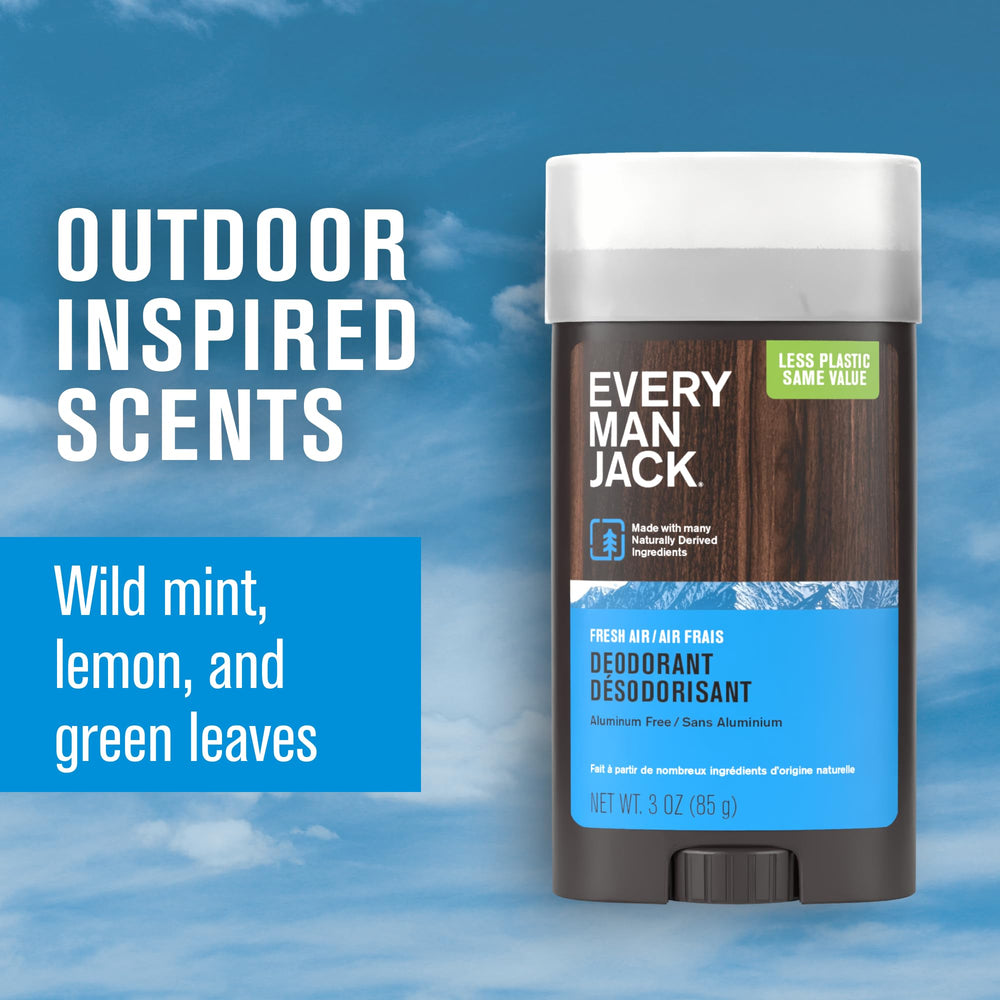 Every Man Jack Fresh Air icon confirms aluminum-free protection for sensitive skin