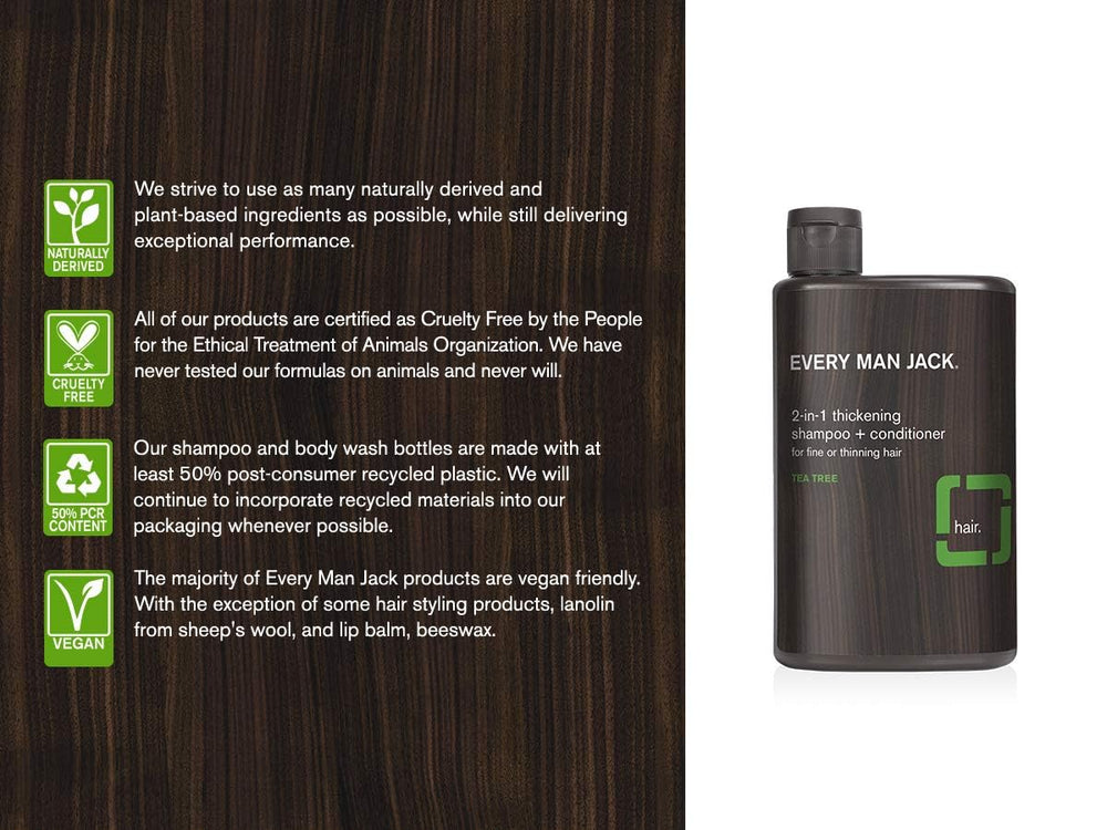 Every Man Jack ingredients coconut aloe tea tree image emphasizes natural care and invigorating scent.