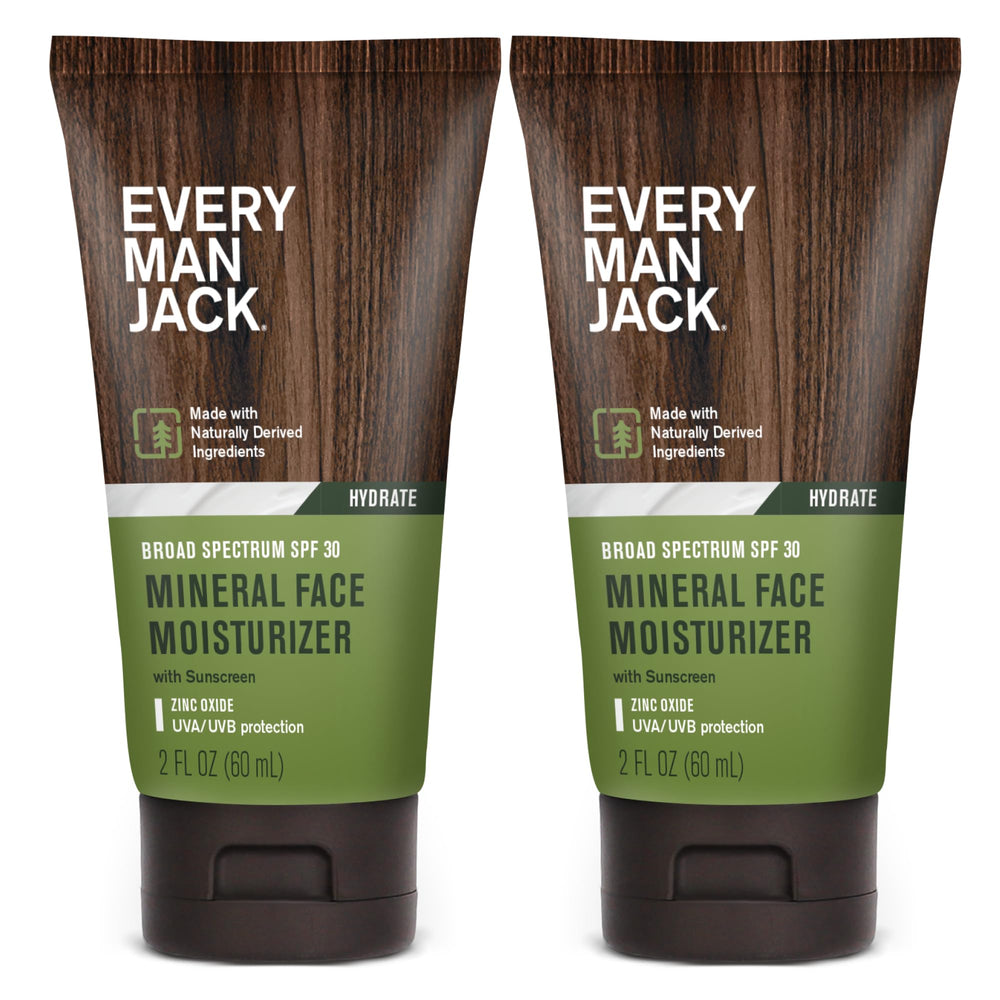 Every Man Jack mineral face lotion SPF30 bottle for daily sun and moisture protection.