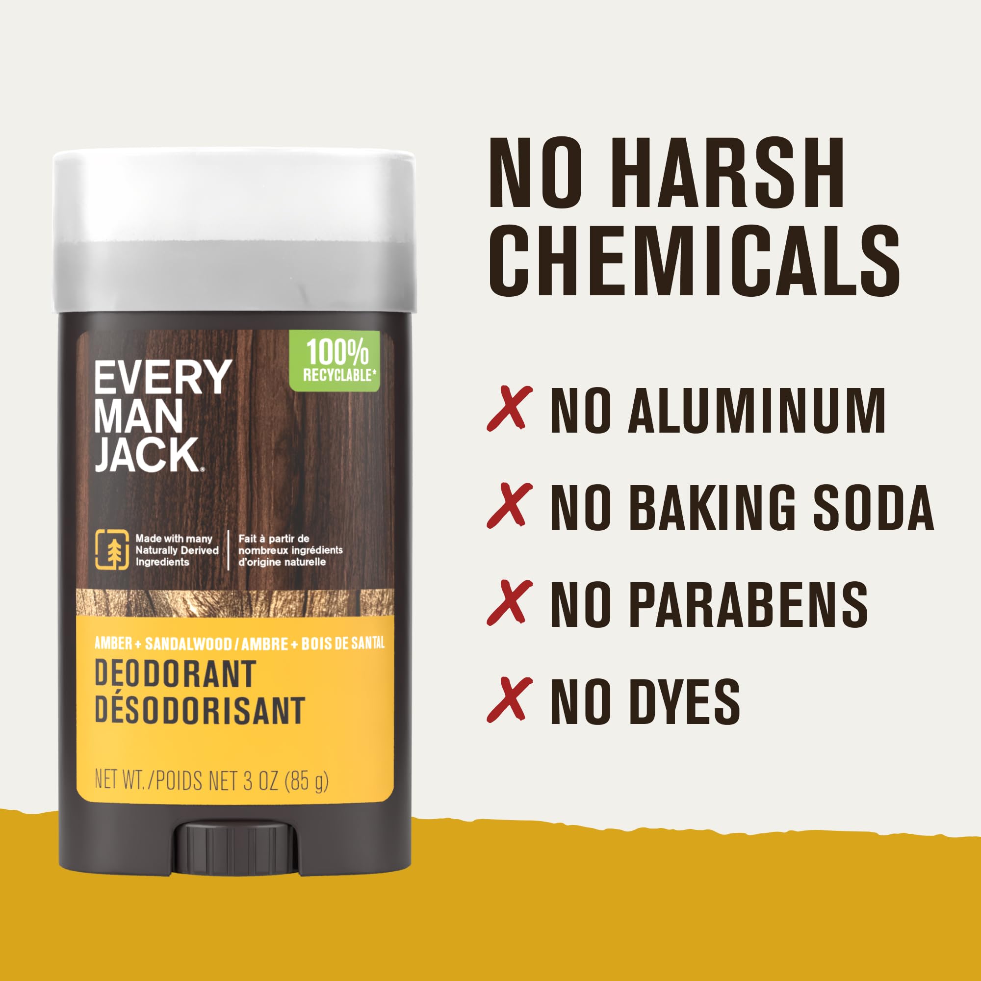 Every Man Jack natural ingredientsCotton Extract and Lichen Extract support moisture and odor control.