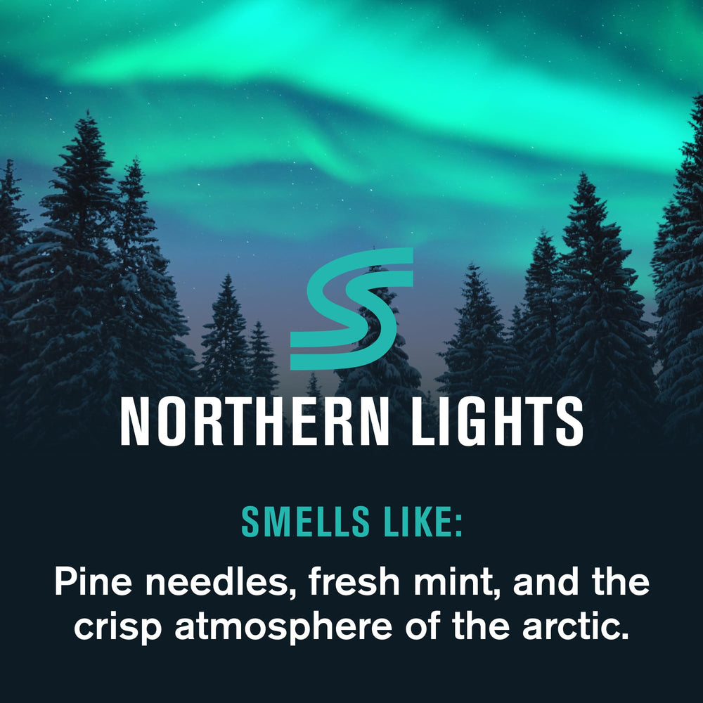 Every Man Jack Northern Lights shower-lather demonstrates rich foam for a thorough clean.