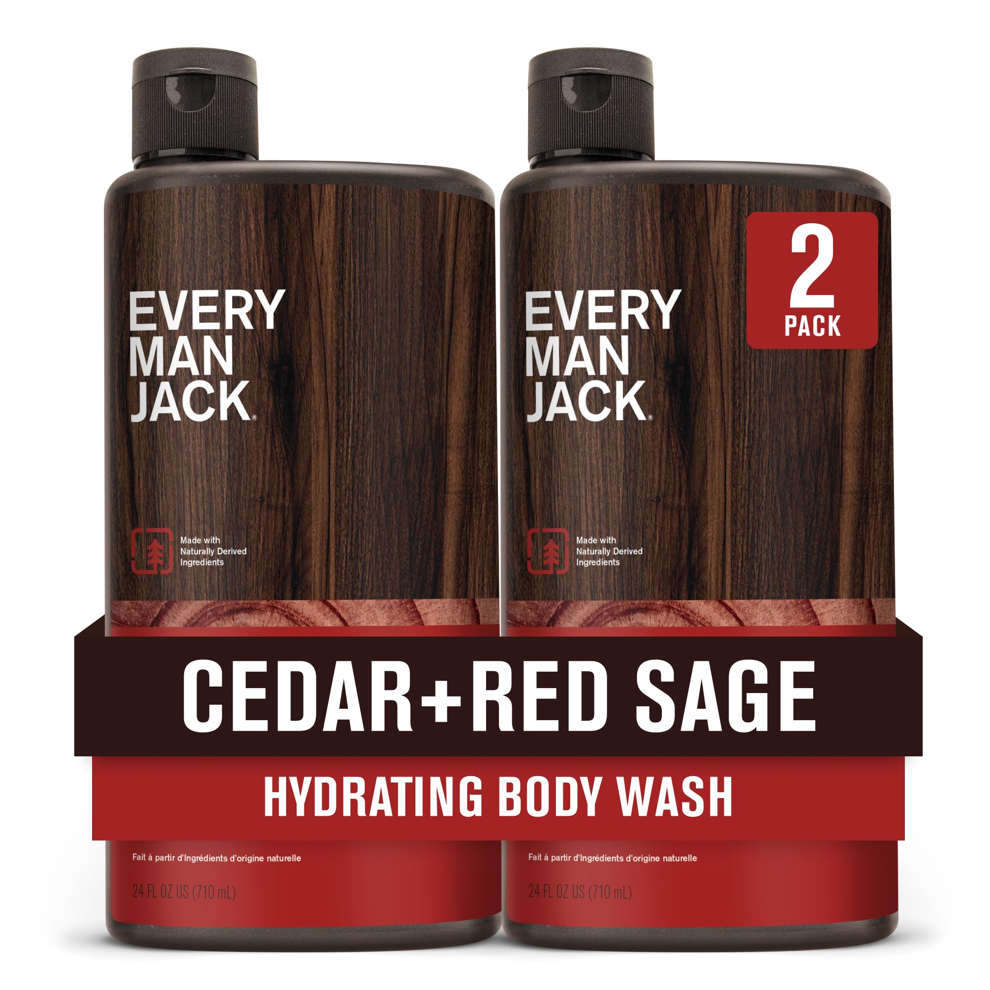 Every Man Jack Nourishing Cedar Red Sage bottle front for a fresh cleanse.