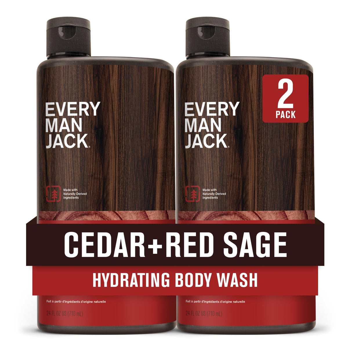 Every Man Jack Nourishing Cedar Red Sage bottle front for a fresh cleanse.