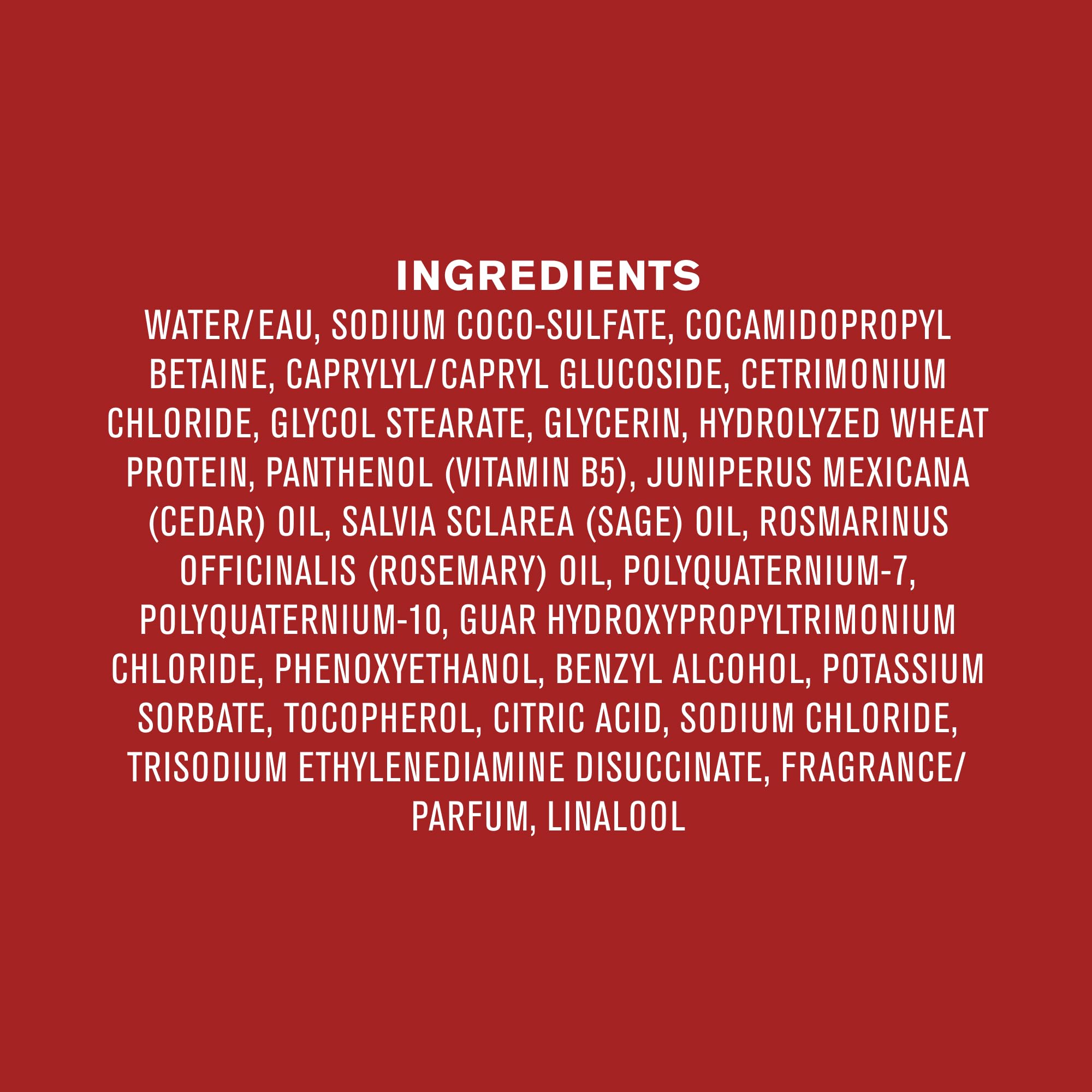 Every Man Jack bottle label close-up, highlights naturally derived ingredients for clean hair.