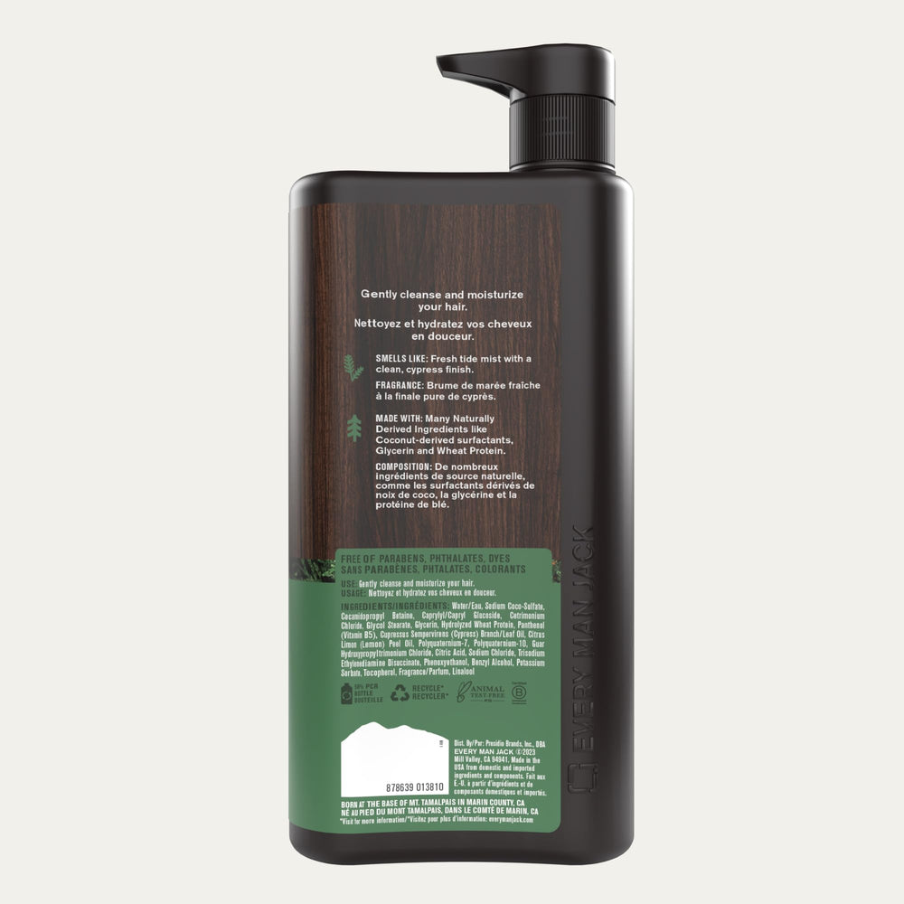 Every Man Jack packaging on shelf highlights travel-ready care.