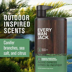 Every Man Jack Pacific Cypress label closeup highlights natural ingredients.