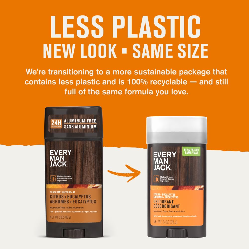 Every Man Jack 2-pack deodorant pack shot highlights aluminum-free formula