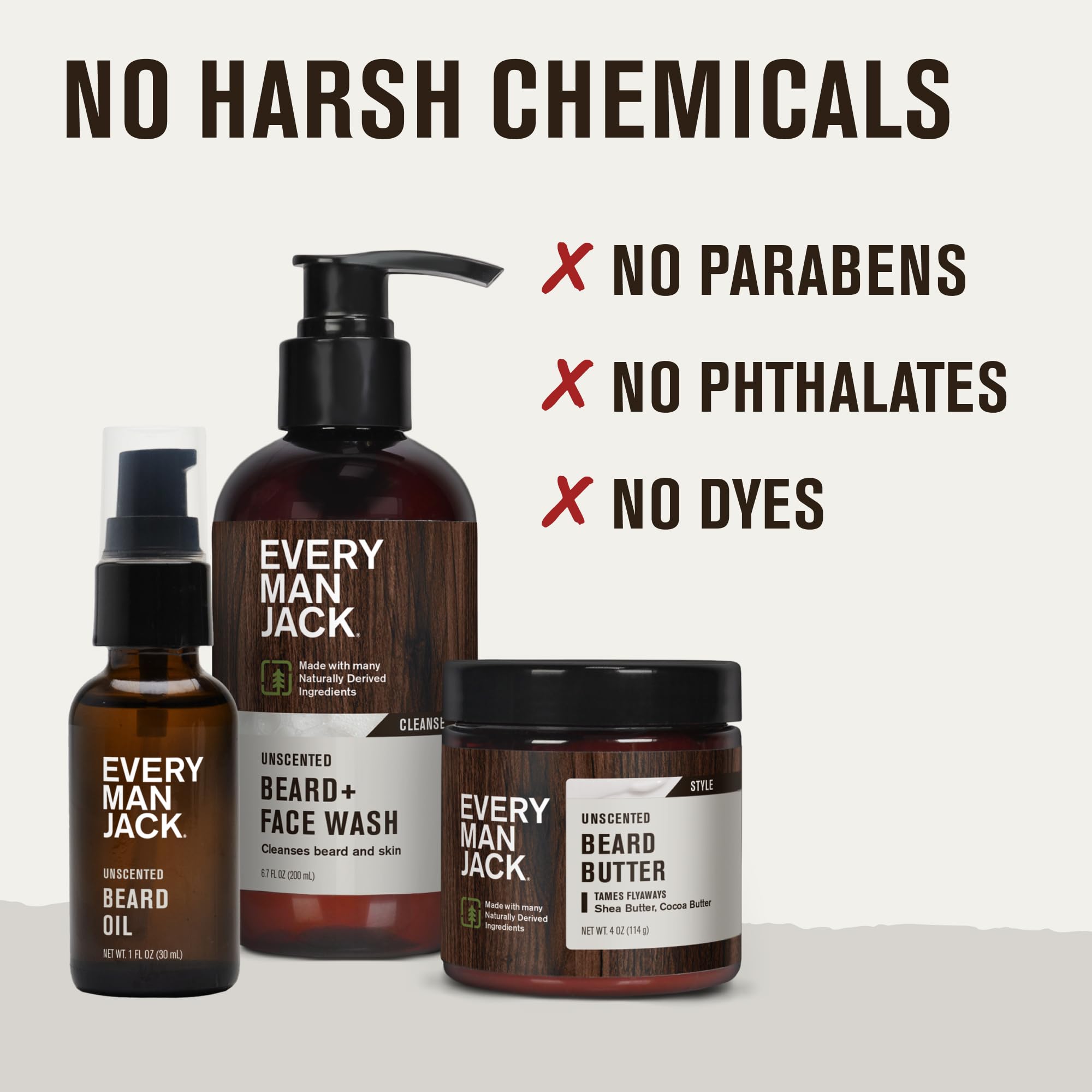 Every Man Jack plant-based ingredients panel with Aloe Vera Shea Butter Argan