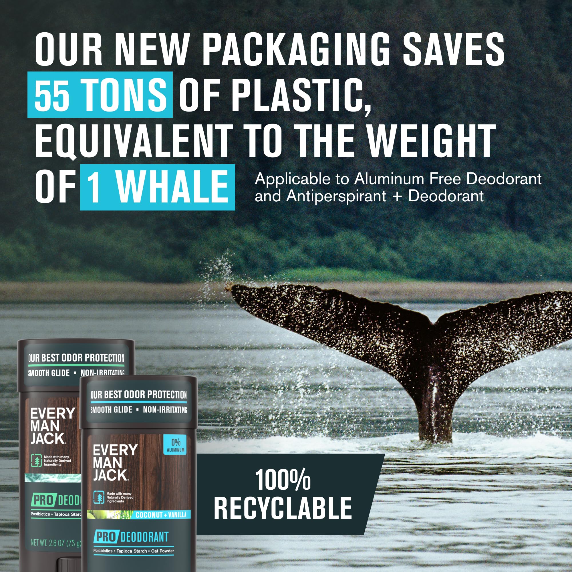 Every Man Jack Pro Deodorant recyclable container promotes eco-friendly packaging.