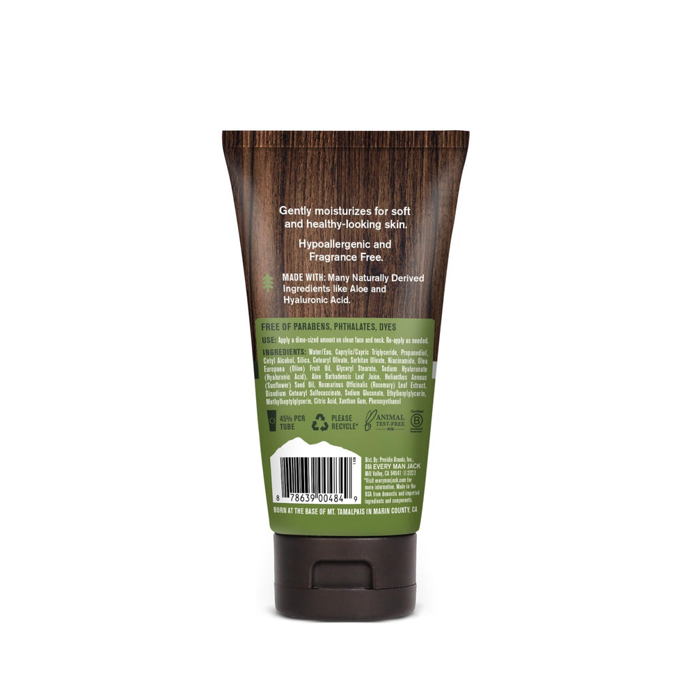 Every Man Jack rugged packaging with natural tones reinforces masculine grooming routine.