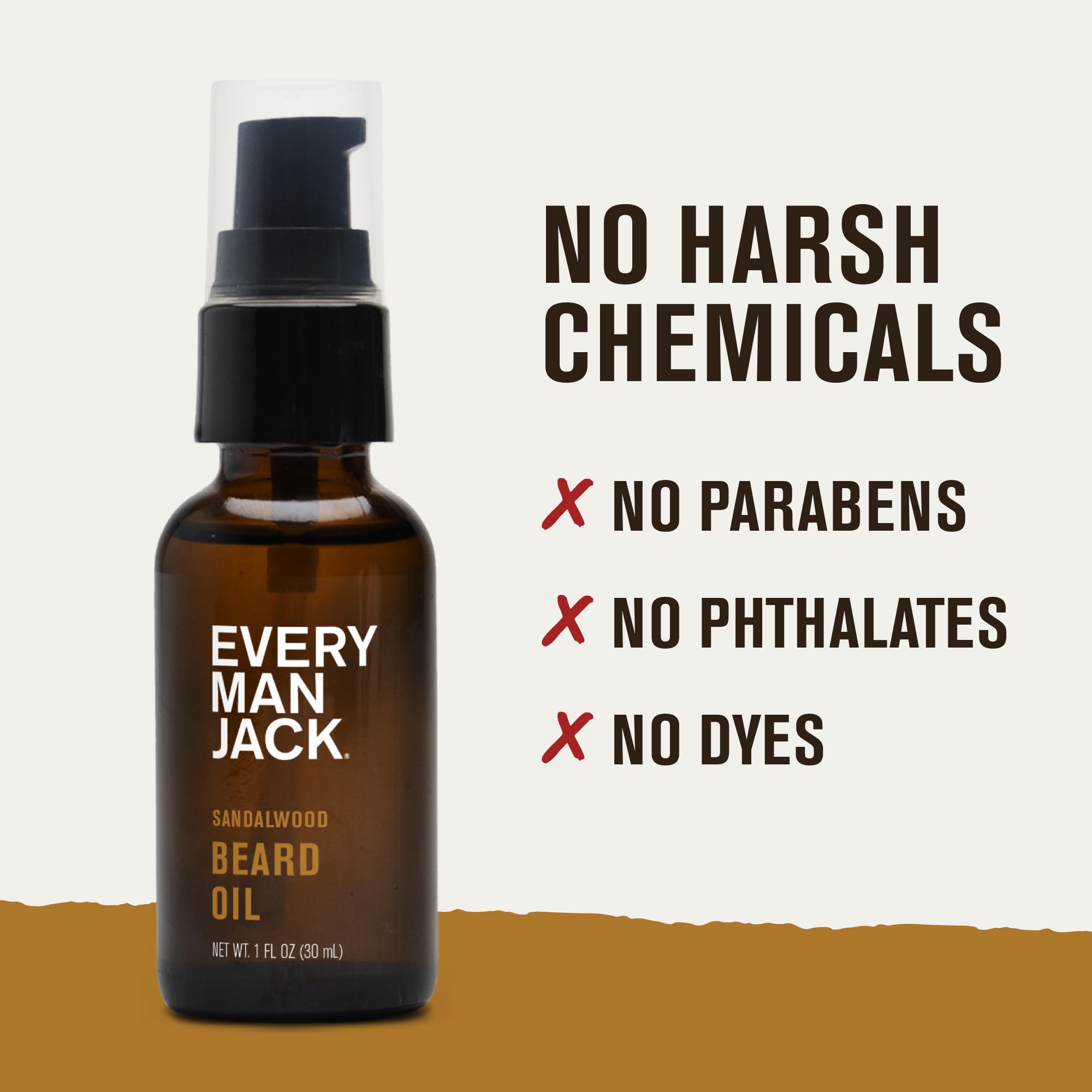 Beard after using Every Man Jack sandalwood beard oil shows natural shine.
