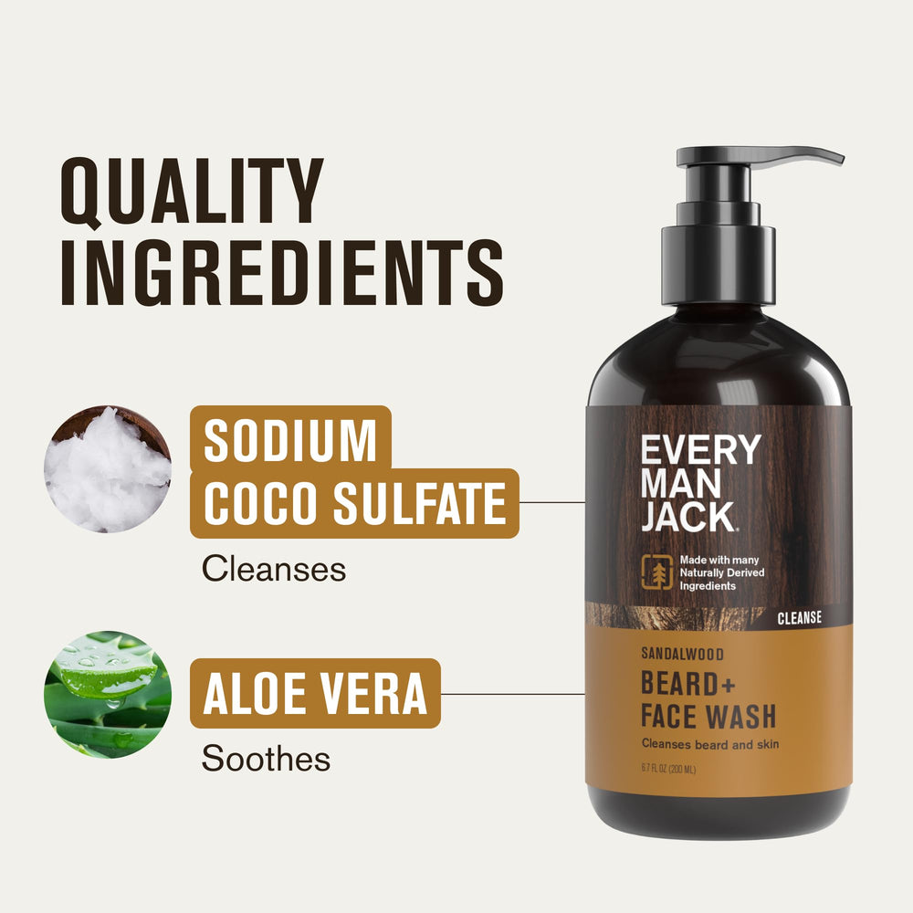 Every Man Jack sandalwood beard wash sandalwood scent for a fresh routine
