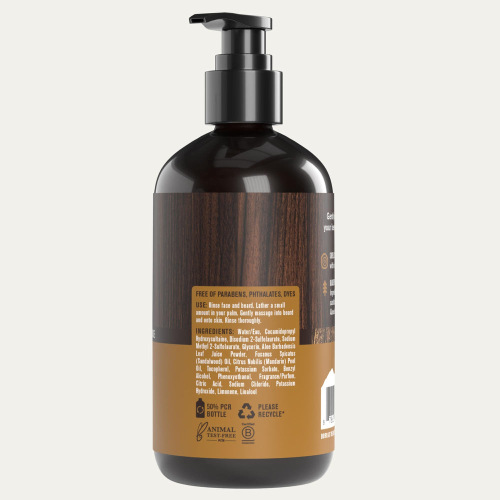 Every Man Jack sandalwood beard wash US-made bottle quality